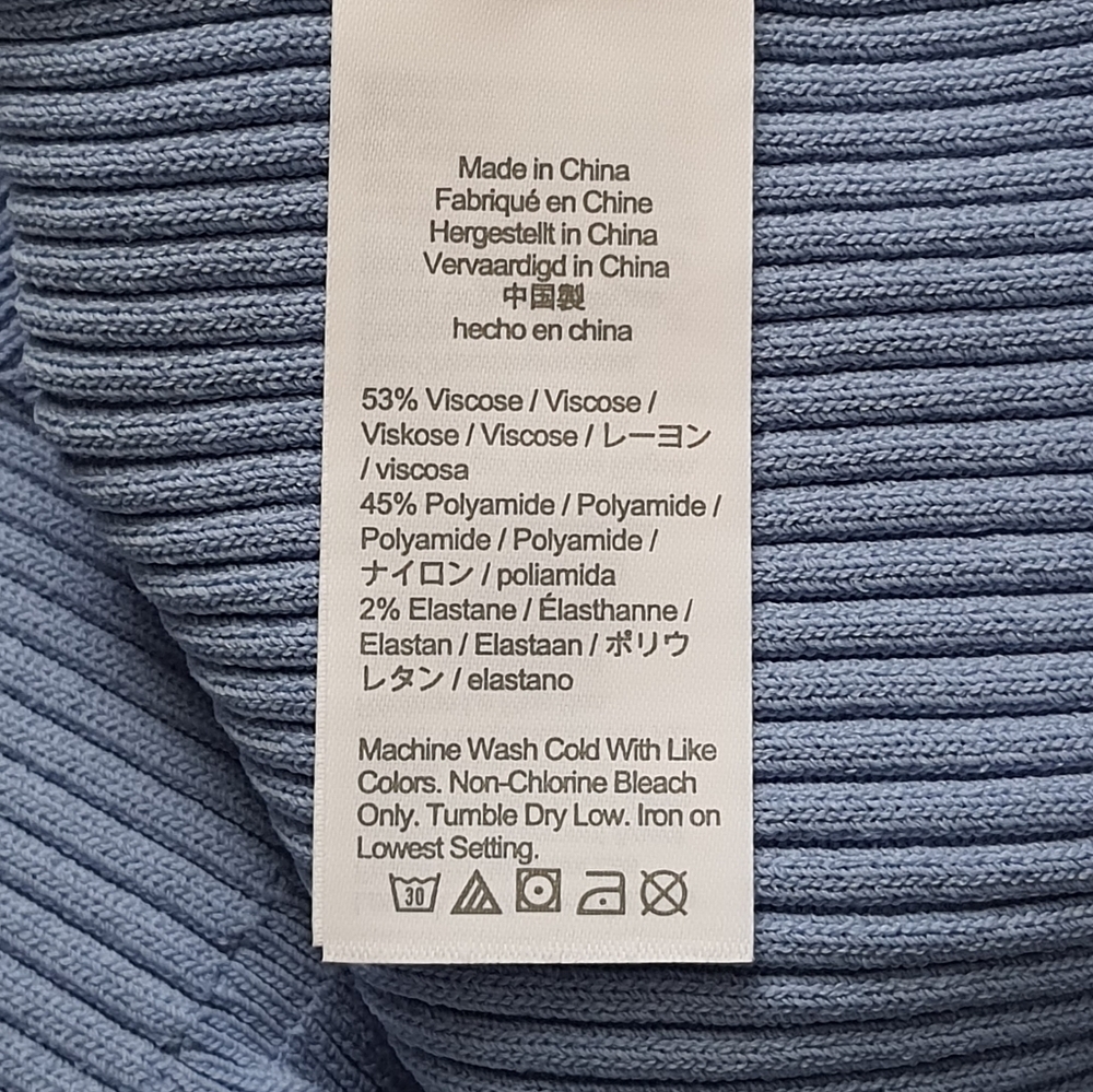 J. Crew Supersculpt Ribbed Midi Dress Long Sleeve Ruffle Trim Blue Size XL - Picture 4 of 16